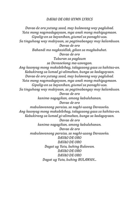 schools division of davao de oro hymn lyrics|SCHOOLS DIVISION OF DAVAO DE ORO HYMN .